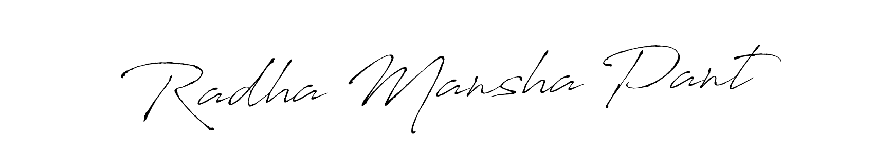 Similarly Antro_Vectra is the best handwritten signature design. Signature creator online .You can use it as an online autograph creator for name Radha Mansha Pant. Radha Mansha Pant signature style 6 images and pictures png