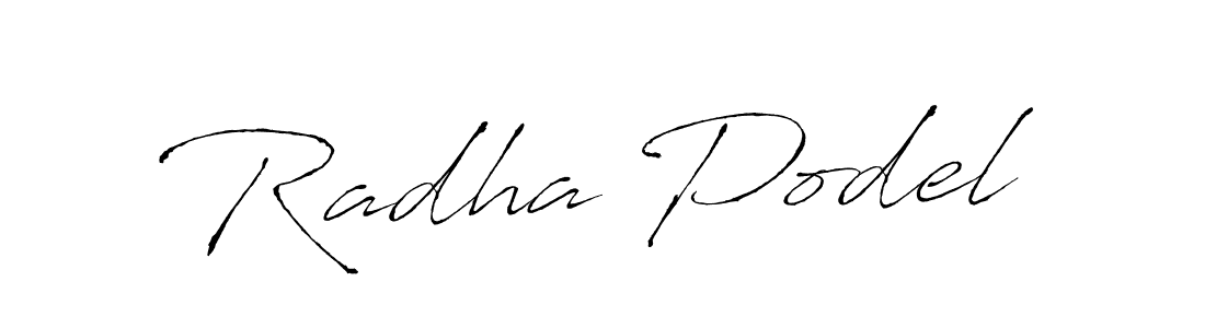 How to make Radha Podel name signature. Use Antro_Vectra style for creating short signs online. This is the latest handwritten sign. Radha Podel signature style 6 images and pictures png