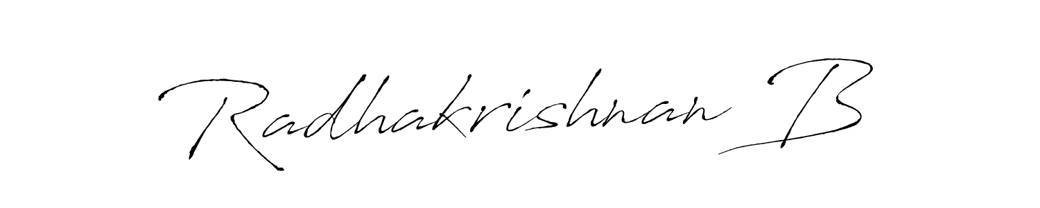 Radhakrishnan B stylish signature style. Best Handwritten Sign (Antro_Vectra) for my name. Handwritten Signature Collection Ideas for my name Radhakrishnan B. Radhakrishnan B signature style 6 images and pictures png