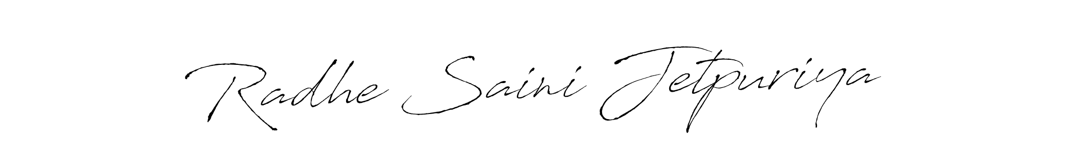 How to make Radhe Saini Jetpuriya name signature. Use Antro_Vectra style for creating short signs online. This is the latest handwritten sign. Radhe Saini Jetpuriya signature style 6 images and pictures png