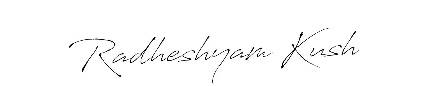 How to make Radheshyam Kush name signature. Use Antro_Vectra style for creating short signs online. This is the latest handwritten sign. Radheshyam Kush signature style 6 images and pictures png