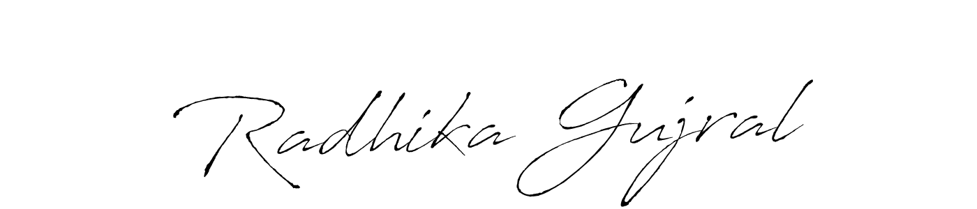 Make a beautiful signature design for name Radhika Gujral. With this signature (Antro_Vectra) style, you can create a handwritten signature for free. Radhika Gujral signature style 6 images and pictures png