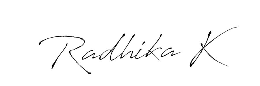 Antro_Vectra is a professional signature style that is perfect for those who want to add a touch of class to their signature. It is also a great choice for those who want to make their signature more unique. Get Radhika K name to fancy signature for free. Radhika K signature style 6 images and pictures png