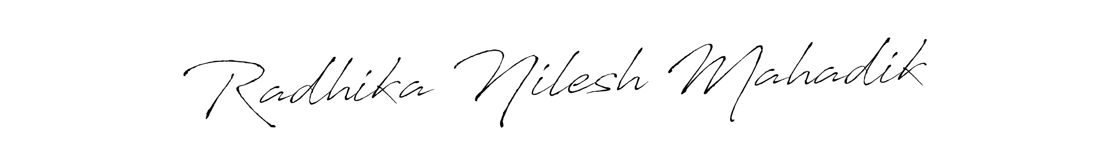 The best way (Antro_Vectra) to make a short signature is to pick only two or three words in your name. The name Radhika Nilesh Mahadik include a total of six letters. For converting this name. Radhika Nilesh Mahadik signature style 6 images and pictures png