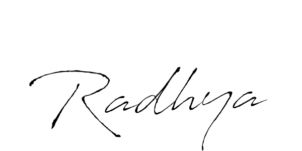 Design your own signature with our free online signature maker. With this signature software, you can create a handwritten (Antro_Vectra) signature for name Radhya. Radhya signature style 6 images and pictures png