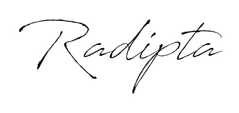 A sleek calligraphic signature for name Radipta utilizing Antro_Vectra styling. Great for adding personal signatures to photos and art. Radipta signature style 6 images and pictures png