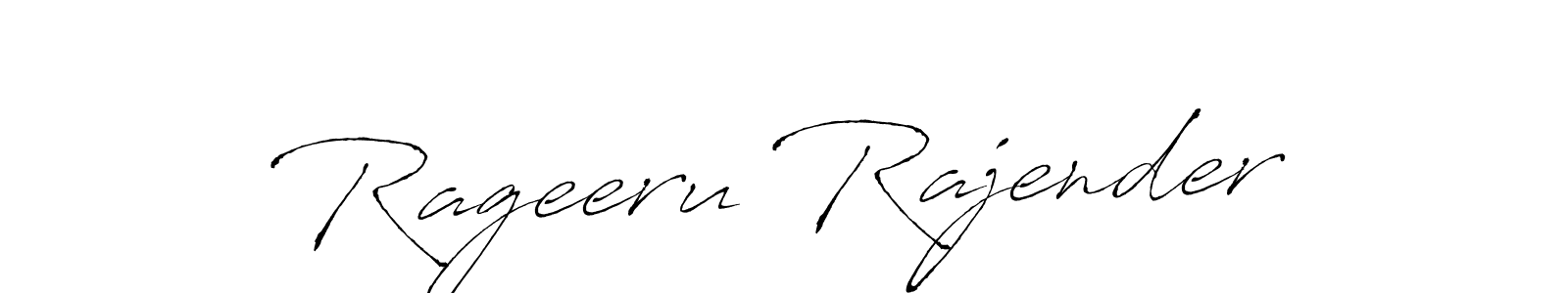 How to make Rageeru Rajender name signature. Use Antro_Vectra style for creating short signs online. This is the latest handwritten sign. Rageeru Rajender signature style 6 images and pictures png