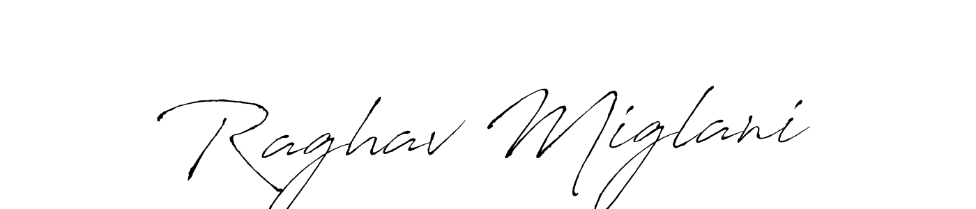 How to make Raghav Miglani name signature. Use Antro_Vectra style for creating short signs online. This is the latest handwritten sign. Raghav Miglani signature style 6 images and pictures png