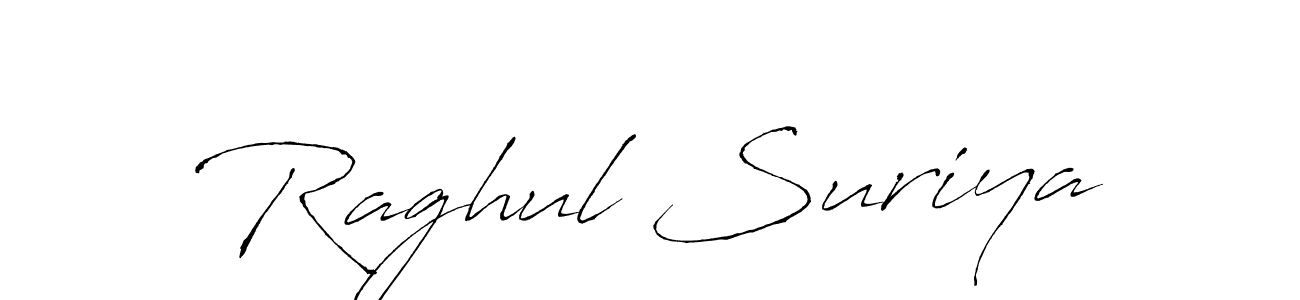 Design your own signature with our free online signature maker. With this signature software, you can create a handwritten (Antro_Vectra) signature for name Raghul Suriya. Raghul Suriya signature style 6 images and pictures png