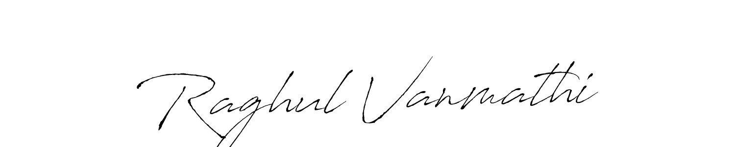 How to make Raghul Vanmathi name signature. Use Antro_Vectra style for creating short signs online. This is the latest handwritten sign. Raghul Vanmathi signature style 6 images and pictures png