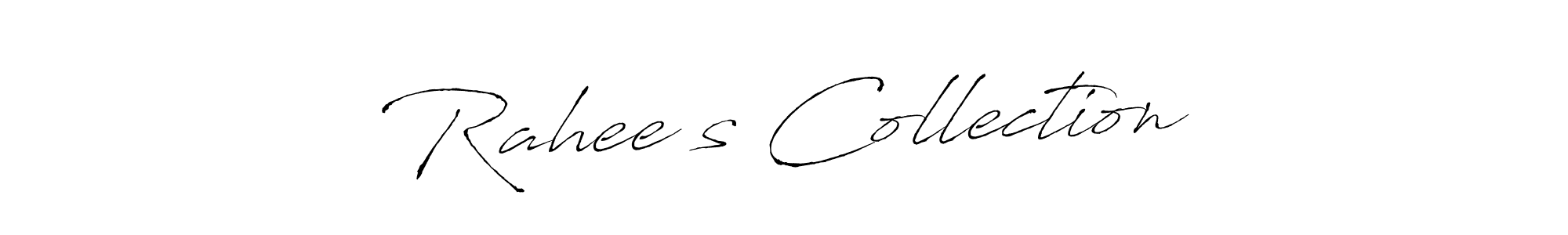 Design your own signature with our free online signature maker. With this signature software, you can create a handwritten (Antro_Vectra) signature for name Rahee’s Collection. Rahee’s Collection signature style 6 images and pictures png