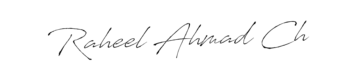 Make a beautiful signature design for name Raheel Ahmad Ch. With this signature (Antro_Vectra) style, you can create a handwritten signature for free. Raheel Ahmad Ch signature style 6 images and pictures png