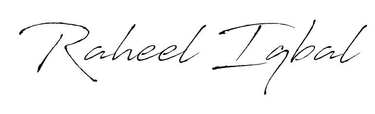 Practice writing Raheel Iqbal with the flow of Antro_Vectra lettering. A fantastic source of inspiration for developing your personal signature style. Raheel Iqbal signature style 6 images and pictures png