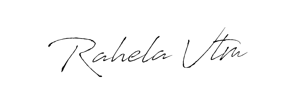 How to make Rahela Vtm name signature. Use Antro_Vectra style for creating short signs online. This is the latest handwritten sign. Rahela Vtm signature style 6 images and pictures png