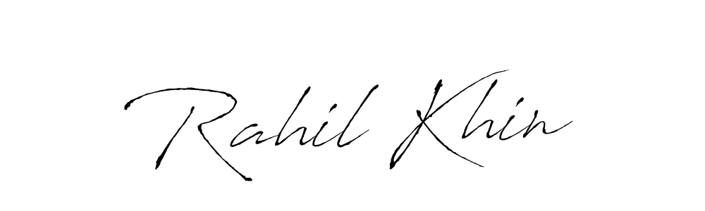 Antro_Vectra is a professional signature style that is perfect for those who want to add a touch of class to their signature. It is also a great choice for those who want to make their signature more unique. Get Rahil Khin name to fancy signature for free. Rahil Khin signature style 6 images and pictures png