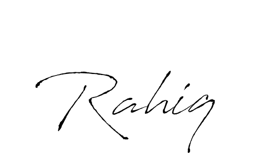 Make a beautiful signature design for name Rahiq. With this signature (Antro_Vectra) style, you can create a handwritten signature for free. Rahiq signature style 6 images and pictures png