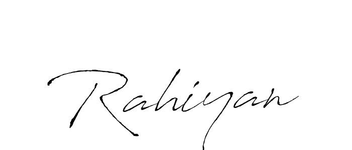 Use a signature maker to create a handwritten signature online. With this signature software, you can design (Antro_Vectra) your own signature for name Rahiyan. Rahiyan signature style 6 images and pictures png