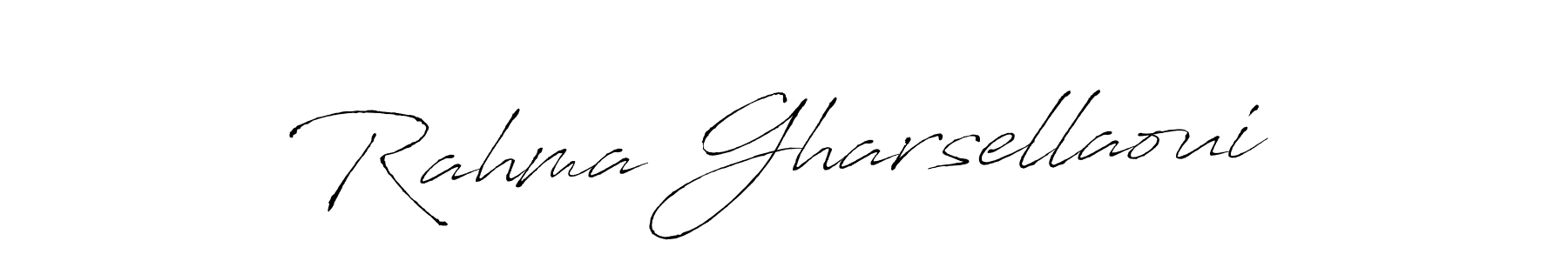 The best way (Antro_Vectra) to make a short signature is to pick only two or three words in your name. The name Rahma Gharsellaoui include a total of six letters. For converting this name. Rahma Gharsellaoui signature style 6 images and pictures png