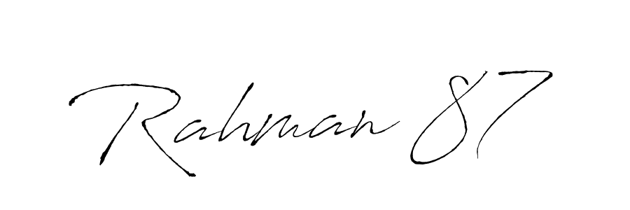 Use a signature maker to create a handwritten signature online. With this signature software, you can design (Antro_Vectra) your own signature for name Rahman 87. Rahman 87 signature style 6 images and pictures png