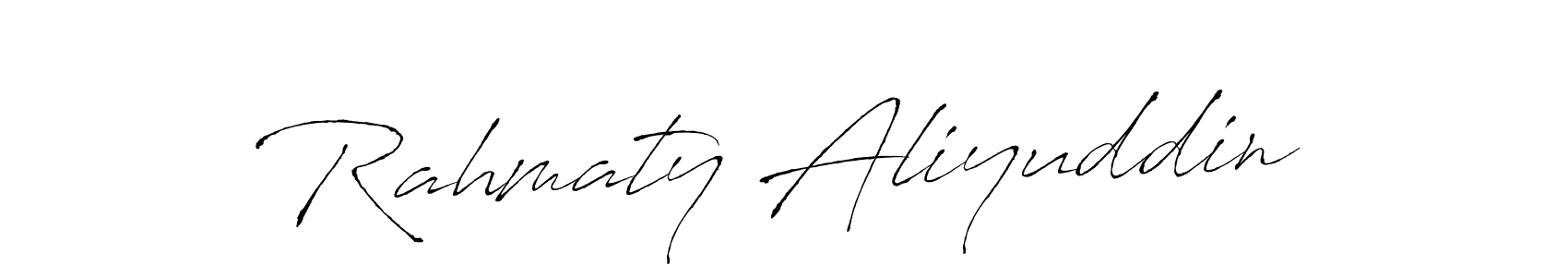 You can use this online signature creator to create a handwritten signature for the name Rahmaty Aliyuddin. This is the best online autograph maker. Rahmaty Aliyuddin signature style 6 images and pictures png