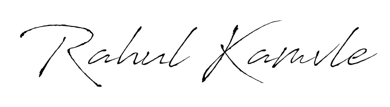 Give your name Rahul Kamvle an exquisite flair with the Antro_Vectra script font. Ideal for contracts, resumes, and formal letterheads. Rahul Kamvle signature style 6 images and pictures png