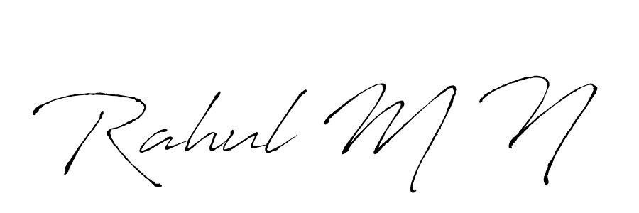 Create a beautiful signature design for name Rahul M N. With this signature (Antro_Vectra) fonts, you can make a handwritten signature for free. Rahul M N signature style 6 images and pictures png