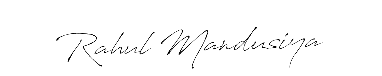 Antro_Vectra is a professional signature style that is perfect for those who want to add a touch of class to their signature. It is also a great choice for those who want to make their signature more unique. Get Rahul Mandusiya name to fancy signature for free. Rahul Mandusiya signature style 6 images and pictures png