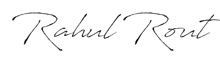 The Antro_Vectra handwriting style adds charm and authenticity to name Rahul Rout. A wonderful choice for personal thank-you notes. Rahul Rout signature style 6 images and pictures png