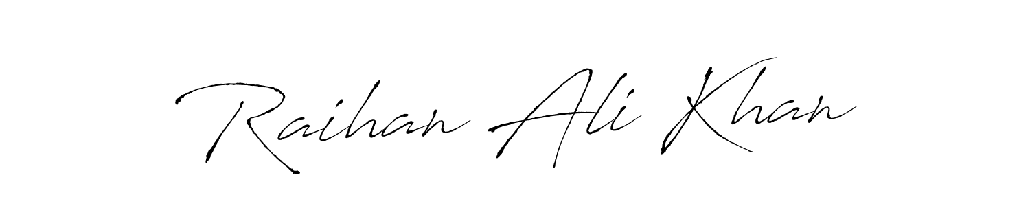 How to make Raihan Ali Khan name signature. Use Antro_Vectra style for creating short signs online. This is the latest handwritten sign. Raihan Ali Khan signature style 6 images and pictures png