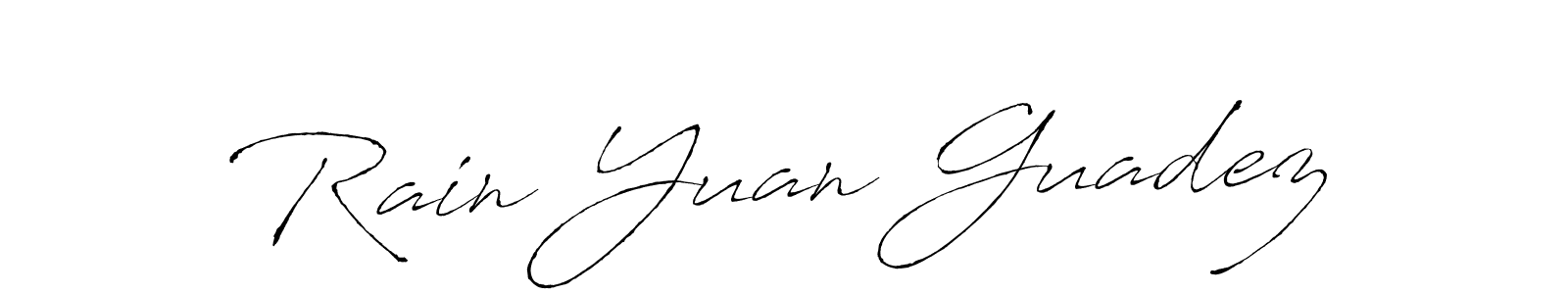 if you are searching for the best signature style for your name Rain Yuan Guadez. so please give up your signature search. here we have designed multiple signature styles  using Antro_Vectra. Rain Yuan Guadez signature style 6 images and pictures png