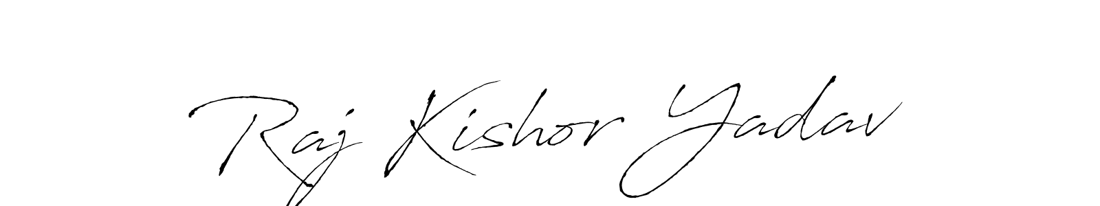 How to make Raj Kishor Yadav name signature. Use Antro_Vectra style for creating short signs online. This is the latest handwritten sign. Raj Kishor Yadav signature style 6 images and pictures png