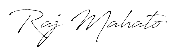 The Antro_Vectra typeface gives name Raj Mahato a refined look. Suitable for certificates, diplomas, and official verification. Raj Mahato signature style 6 images and pictures png