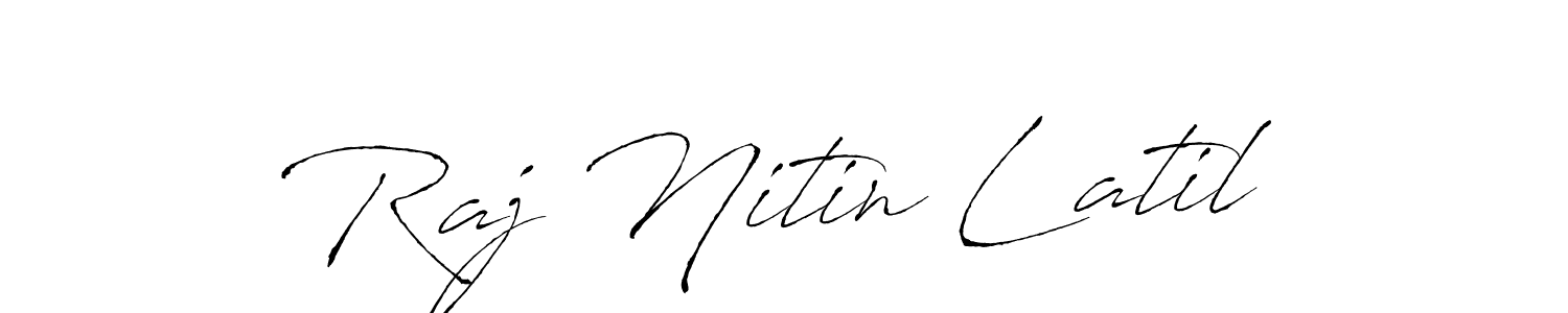 This is the best signature style for the Raj Nitin Latil name. Also you like these signature font (Antro_Vectra). Mix name signature. Raj Nitin Latil signature style 6 images and pictures png