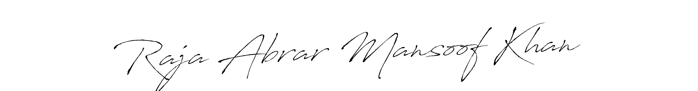 Also we have Raja Abrar Mansoof Khan name is the best signature style. Create professional handwritten signature collection using Antro_Vectra autograph style. Raja Abrar Mansoof Khan signature style 6 images and pictures png