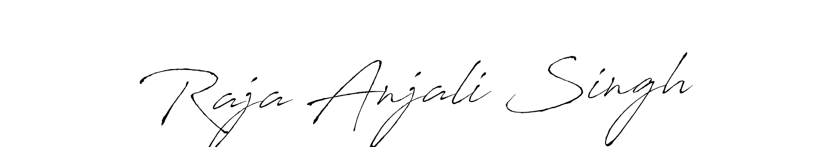 How to make Raja Anjali Singh name signature. Use Antro_Vectra style for creating short signs online. This is the latest handwritten sign. Raja Anjali Singh signature style 6 images and pictures png