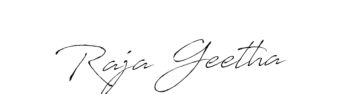 How to make Raja Geetha signature? Antro_Vectra is a professional autograph style. Create handwritten signature for Raja Geetha name. Raja Geetha signature style 6 images and pictures png