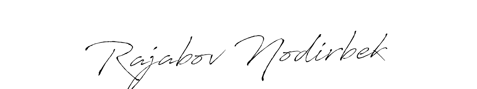 How to make Rajabov Nodirbek name signature. Use Antro_Vectra style for creating short signs online. This is the latest handwritten sign. Rajabov Nodirbek signature style 6 images and pictures png