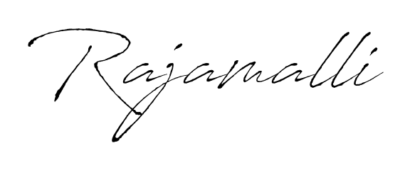Try this chic Rajamalli handwritten sign style. Using Antro_Vectra font elements, it gives your name a sleek, memorable identity. Rajamalli signature style 6 images and pictures png