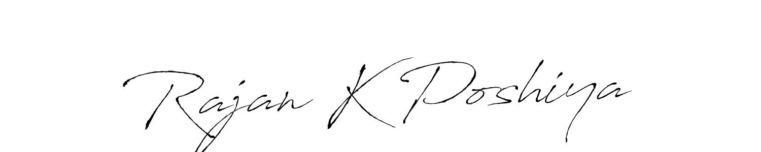 The best way (Antro_Vectra) to make a short signature is to pick only two or three words in your name. The name Rajan K Poshiya include a total of six letters. For converting this name. Rajan K Poshiya signature style 6 images and pictures png