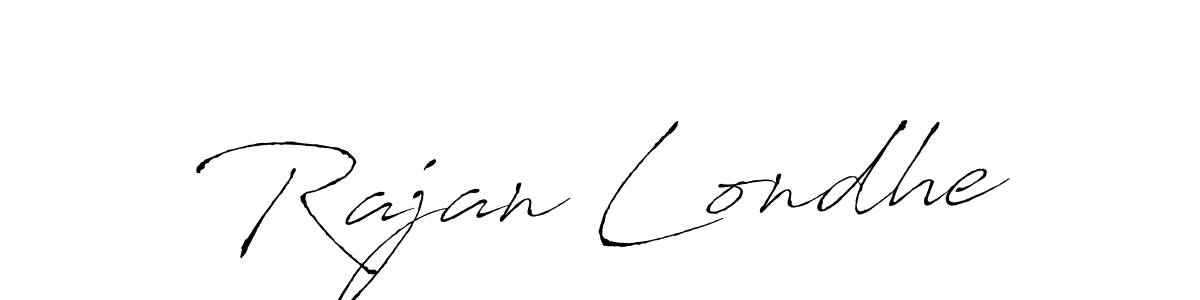 The best way (Antro_Vectra) to make a short signature is to pick only two or three words in your name. The name Rajan Londhe include a total of six letters. For converting this name. Rajan Londhe signature style 6 images and pictures png