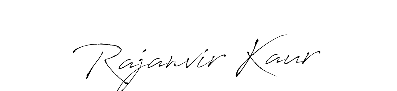 How to make Rajanvir Kaur name signature. Use Antro_Vectra style for creating short signs online. This is the latest handwritten sign. Rajanvir Kaur signature style 6 images and pictures png