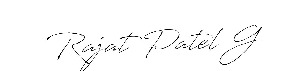 The best way (Antro_Vectra) to make a short signature is to pick only two or three words in your name. The name Rajat Patel G include a total of six letters. For converting this name. Rajat Patel G signature style 6 images and pictures png