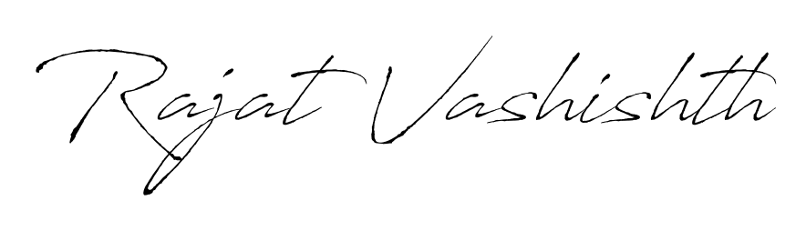 Transform the name Rajat Vashishth into a signature masterpiece using Antro_Vectra font. Ideal for photographers, artists, and creators looking for watermarks. Rajat Vashishth signature style 6 images and pictures png