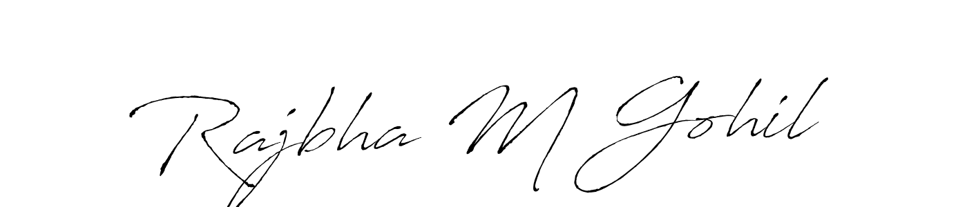 How to make Rajbha M Gohil name signature. Use Antro_Vectra style for creating short signs online. This is the latest handwritten sign. Rajbha M Gohil signature style 6 images and pictures png