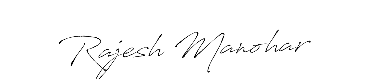 Antro_Vectra is a professional signature style that is perfect for those who want to add a touch of class to their signature. It is also a great choice for those who want to make their signature more unique. Get Rajesh Manohar name to fancy signature for free. Rajesh Manohar signature style 6 images and pictures png