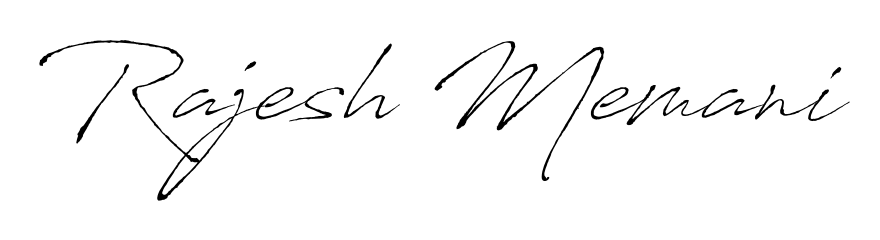 Looking for an artistic signature for Rajesh Memani? The Antro_Vectra calligraphy style gives a sophisticated flow suitable for business cards and emails. Rajesh Memani signature style 6 images and pictures png