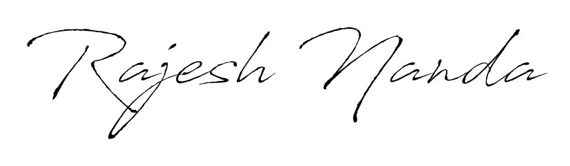 A classic penmanship look for Rajesh Nanda. The Antro_Vectra font brings timeless elegance and confidence to every signed document. Rajesh Nanda signature style 6 images and pictures png