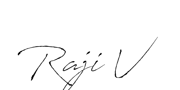 How to make Raji V signature? Antro_Vectra is a professional autograph style. Create handwritten signature for Raji V name. Raji V signature style 6 images and pictures png