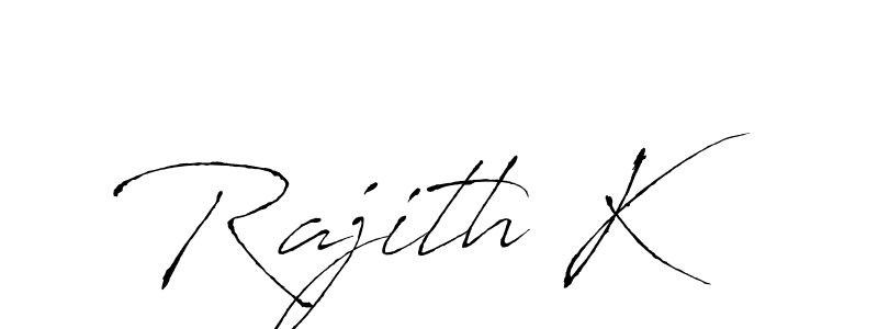 Use a signature maker to create a handwritten signature online. With this signature software, you can design (Antro_Vectra) your own signature for name Rajith K. Rajith K signature style 6 images and pictures png