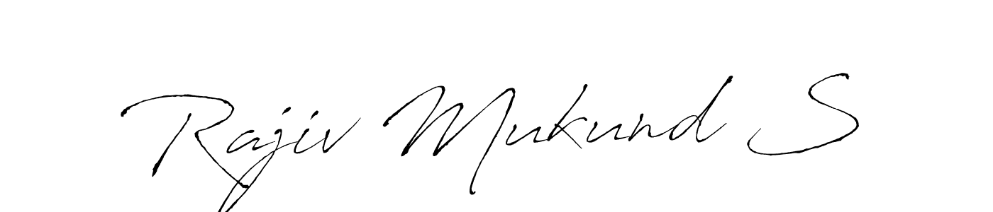 The best way (Antro_Vectra) to make a short signature is to pick only two or three words in your name. The name Rajiv Mukund S include a total of six letters. For converting this name. Rajiv Mukund S signature style 6 images and pictures png